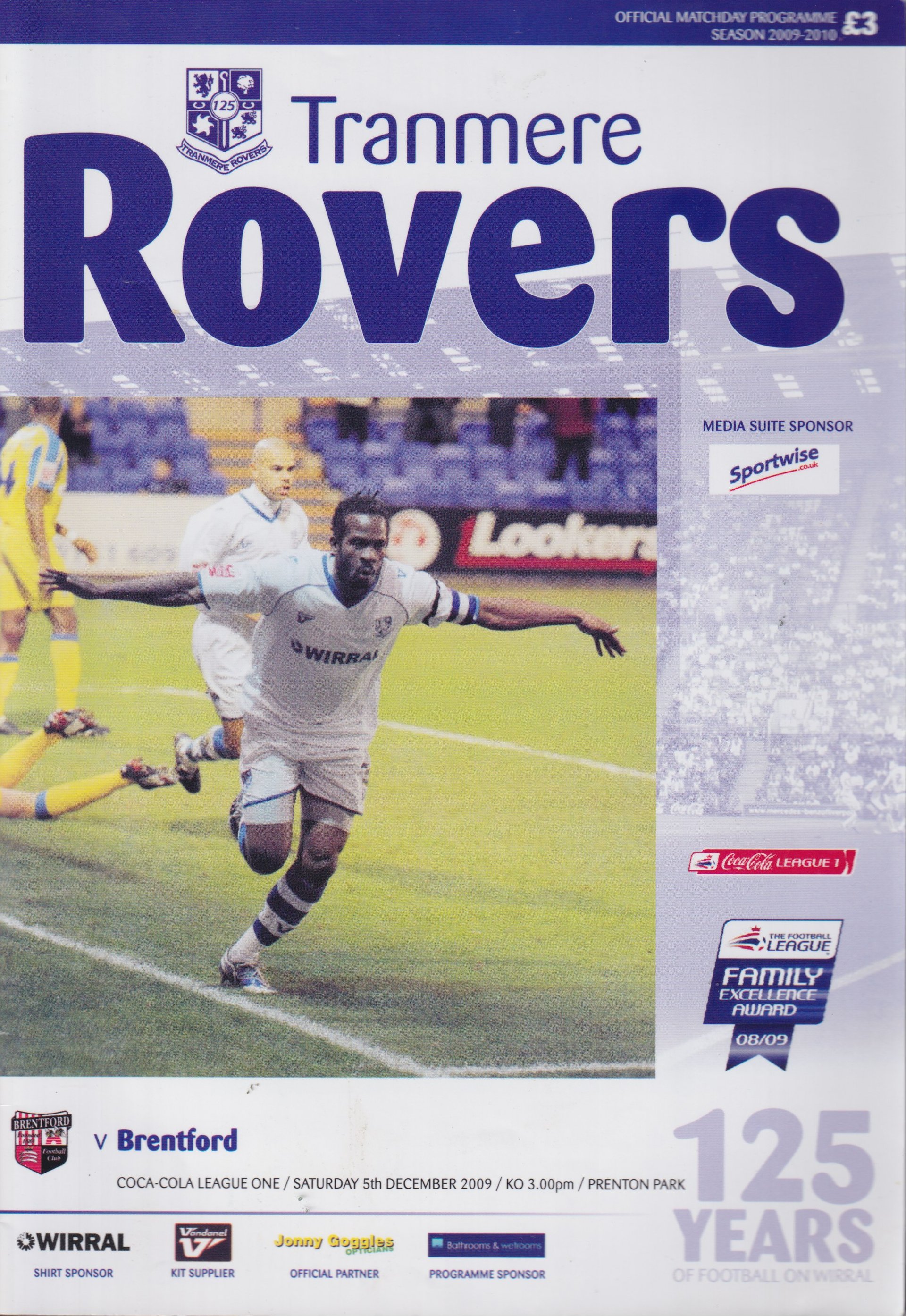 Tranmere Rovers v Brentford match programme